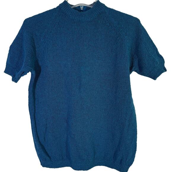 Vintage Pendleton Woman's Short Sleeve Blue Wool Sweater Size 40 / L - Picture 1 of 4